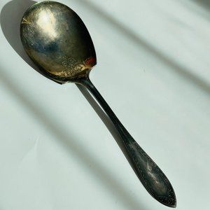 Vintage Community Silver Silverplated Embossed Patina Triple Plus Serving Spoon